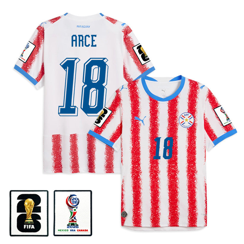 Alex Arce 18 Paraguay National Team 2026 Home Jersey - White/Red, Men