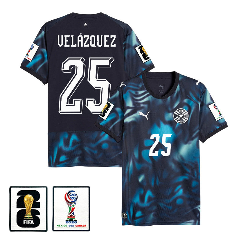 Gustavo Velázquez 25 Paraguay National Team 2026 Away Jersey - Navy, Men