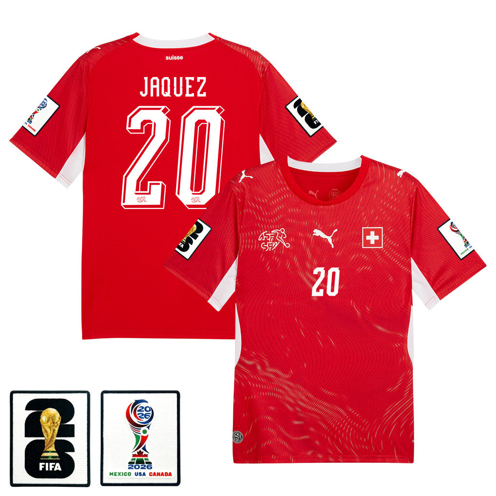 Luca Jaquez 20 Switzerland National Team 2026 x World Cup Patch Home Jersey - Red, Men