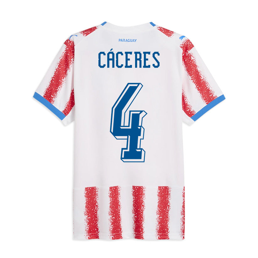 Juan Cáceres 4 Youth Paraguay National Team 2026 Home Jersey - White/Red