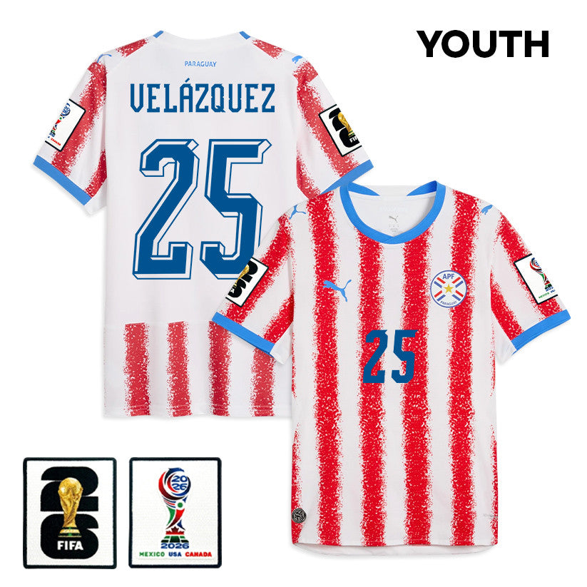 Gustavo Velázquez 25 Youth Paraguay National Team 2026 Home Jersey - White/Red