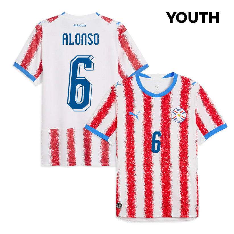 Júnior Alonso 6 Youth Paraguay National Team 2026 Home Jersey - White/Red