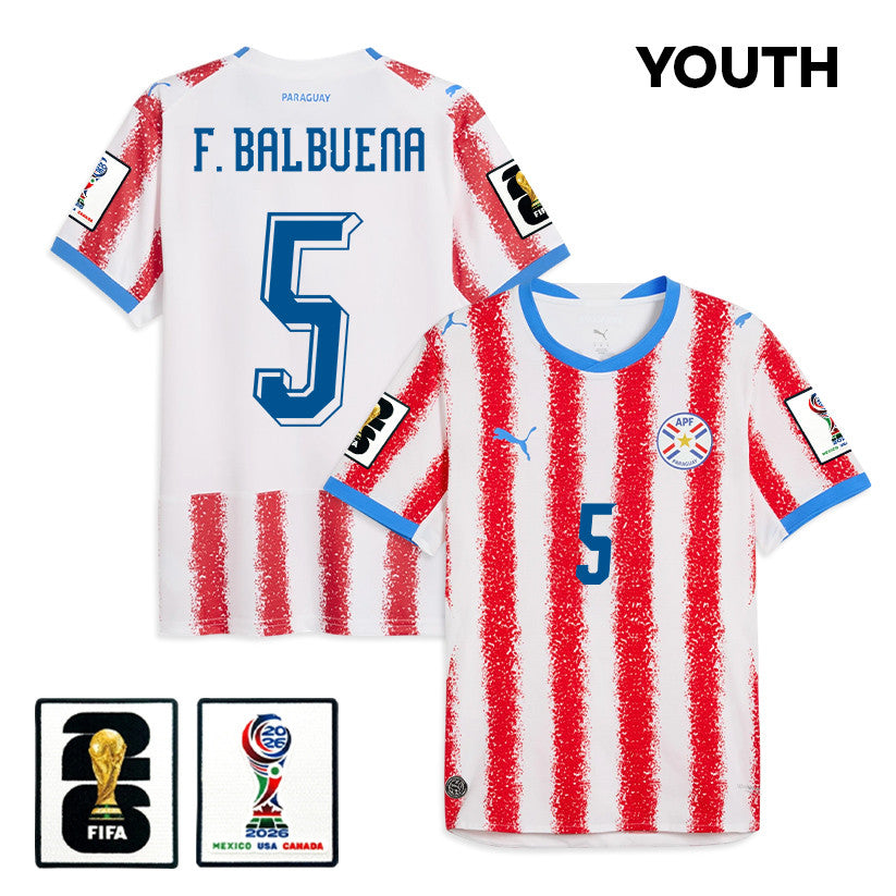 Fabián Balbuena 5 Youth Paraguay National Team 2026 Home Jersey - White/Red