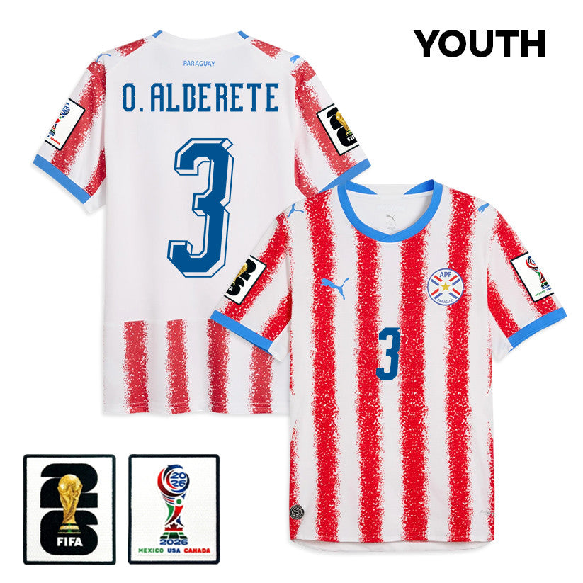Omar Alderete 3 Youth Paraguay National Team 2026 Home Jersey - White/Red
