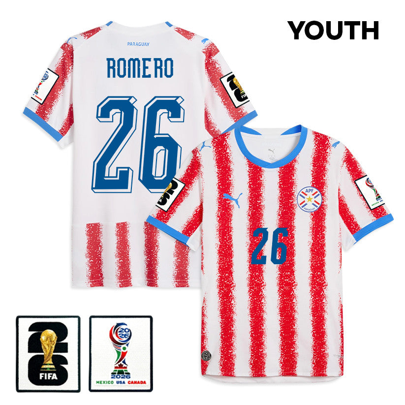 Lucas Romero 26 Youth Paraguay National Team 2026 Home Jersey - White/Red