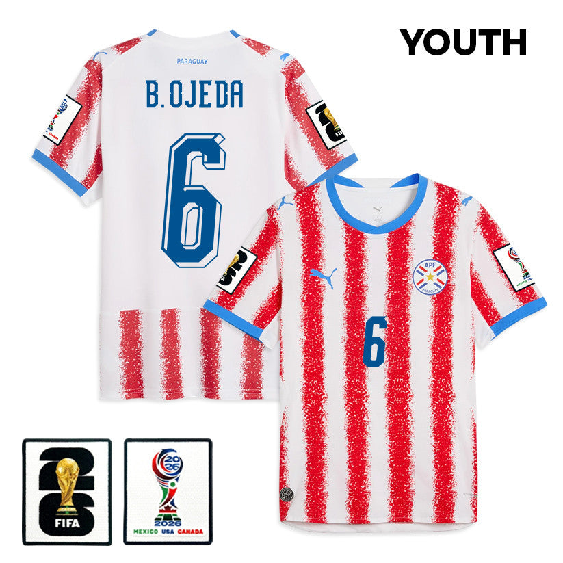 Braian Ojeda 6 Youth Paraguay National Team 2026 Home Jersey - White/Red