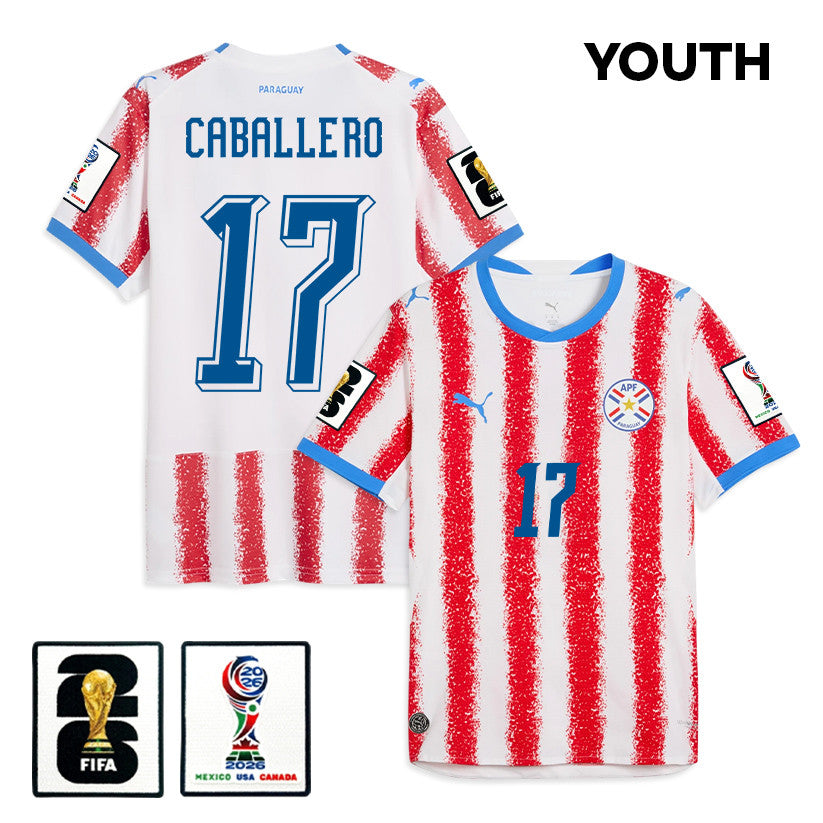 Gustavo Caballero 17 Youth Paraguay National Team 2026 Home Jersey - White/Red