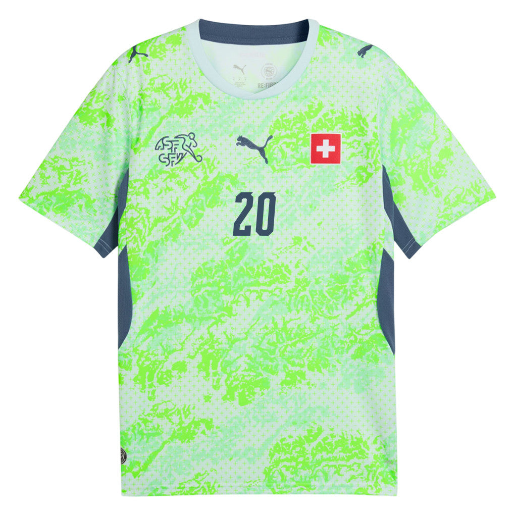 Michel Aebischer 20 Switzerland National Team 2026 x World Cup Patch Away Jersey - Men, Green
