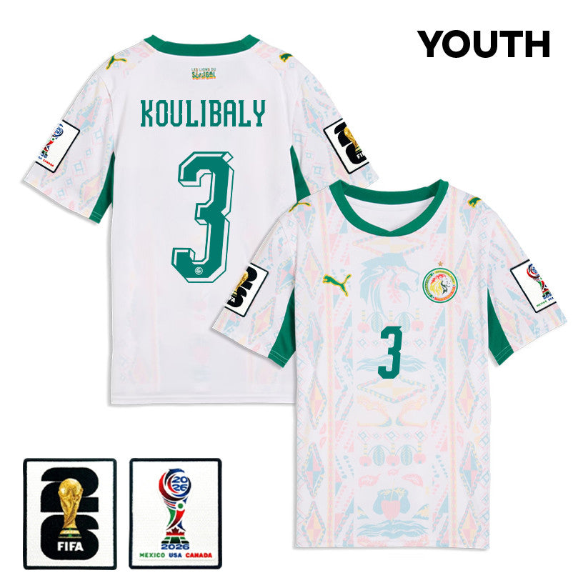Kalidou Koulibaly 3 Youth Senegal National Team 2026 Home Jersey - White