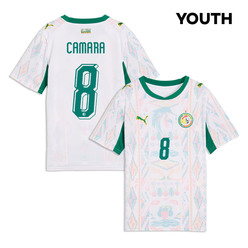 Lamine Camara 8 Youth Senegal National Team 2026 Home Jersey - White