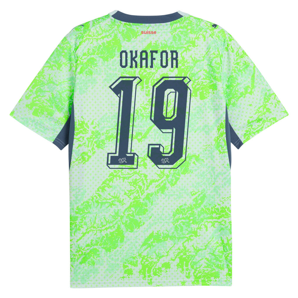 Noah Okafor 19 Switzerland National Team 2026 Away Jersey - Men, Green