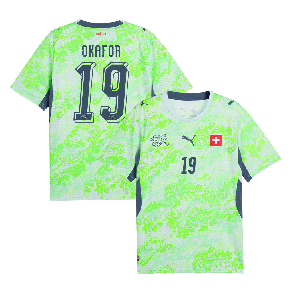 Noah Okafor 19 Switzerland National Team 2026 Away Jersey - Men, Green