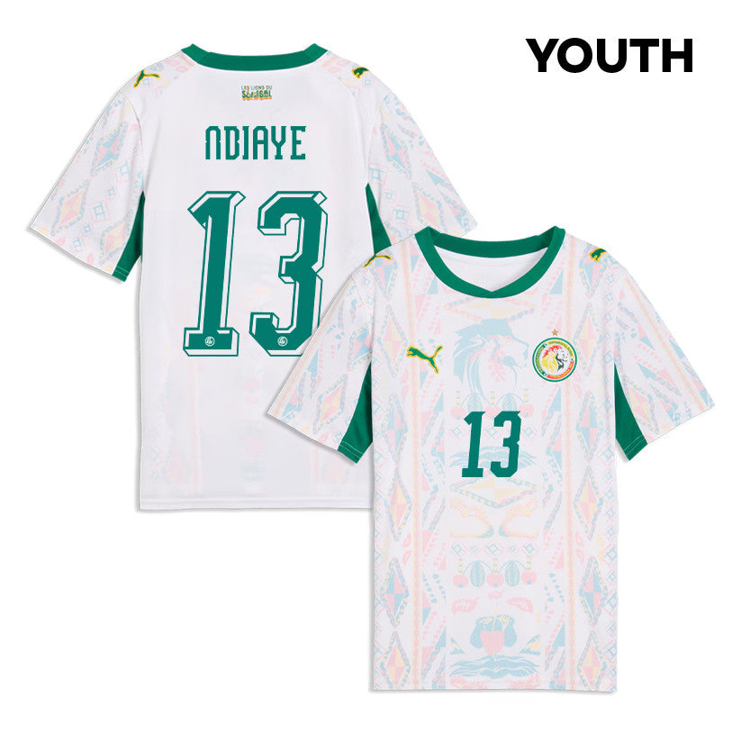 Iliman Ndiaye 13 Youth Senegal National Team 2026 Home Jersey - White