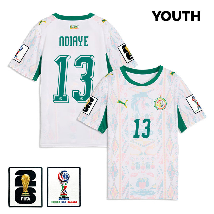 Iliman Ndiaye 13 Youth Senegal National Team 2026 Home Jersey - White