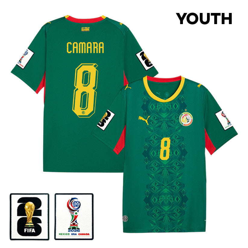 Lamine Camara 8 Youth Senegal National Team 2026 Away Jersey - Green