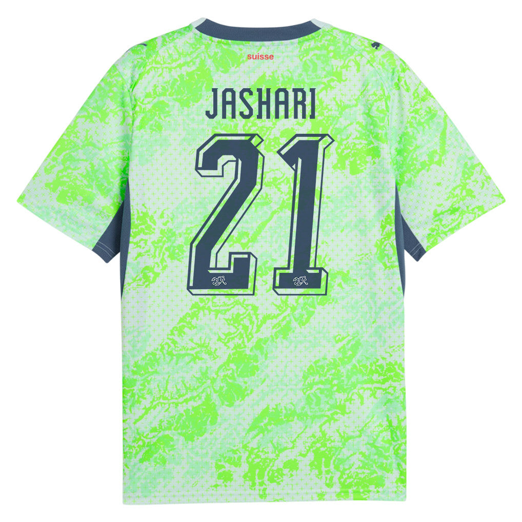 Ardon Jashari 21 Switzerland National Team 2026 Away Jersey - Men, Green