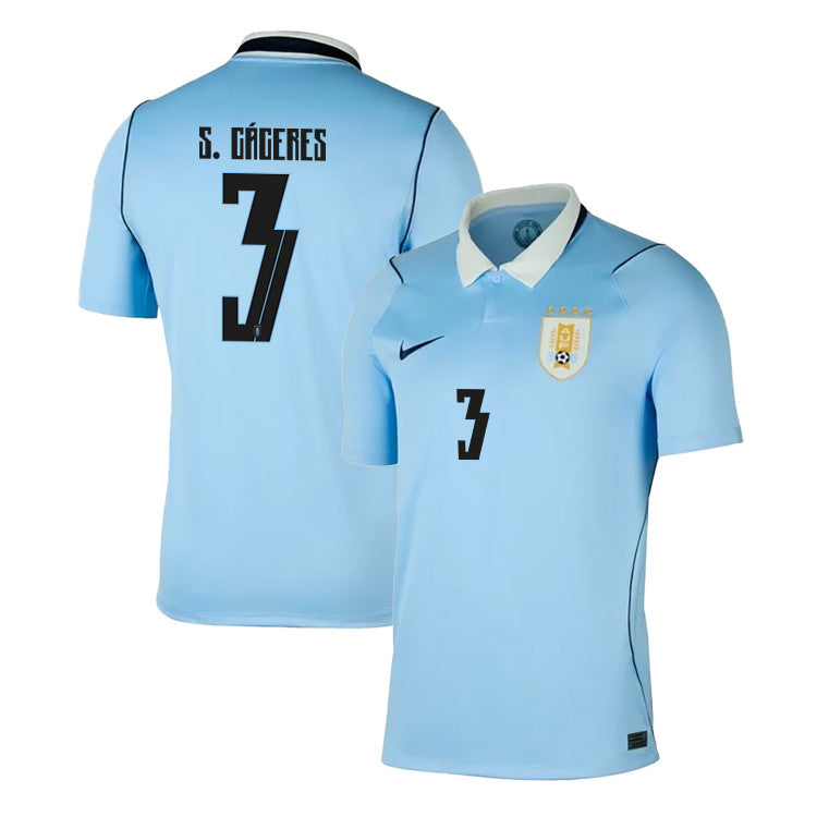 Sebastián Cáceres 3 Uruguay National Team 2026 Home Jersey - Blue, Men
