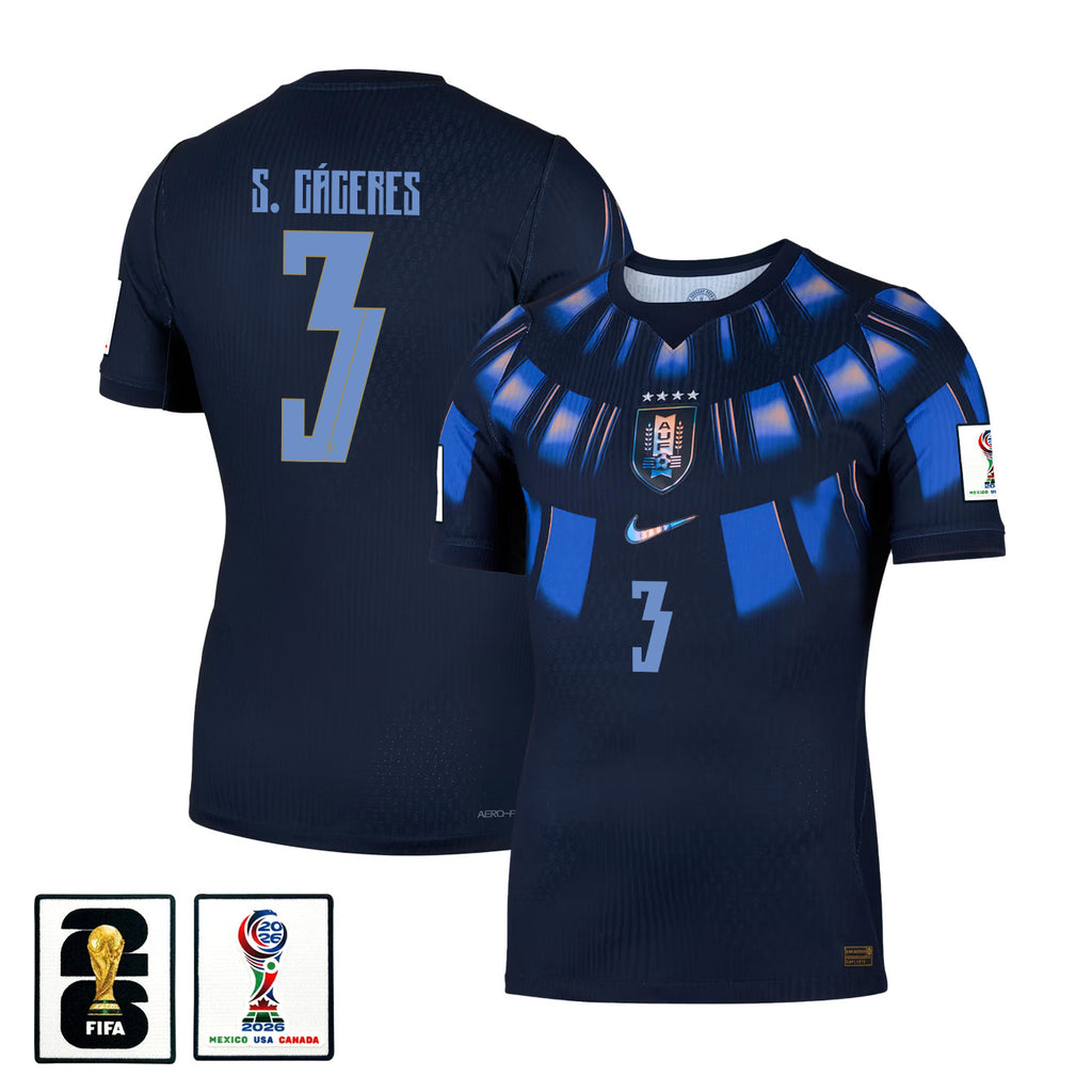 Sebastián Cáceres 3 Uruguay National Team 2026 Away Jersey - Navy, Men
