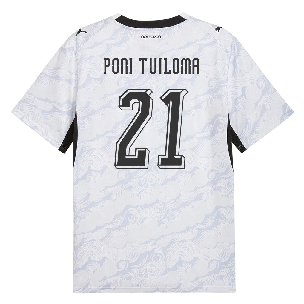 Bill Poni Tuiloma 21 New Zealand National Team 2026 Away Jersey - White, Men