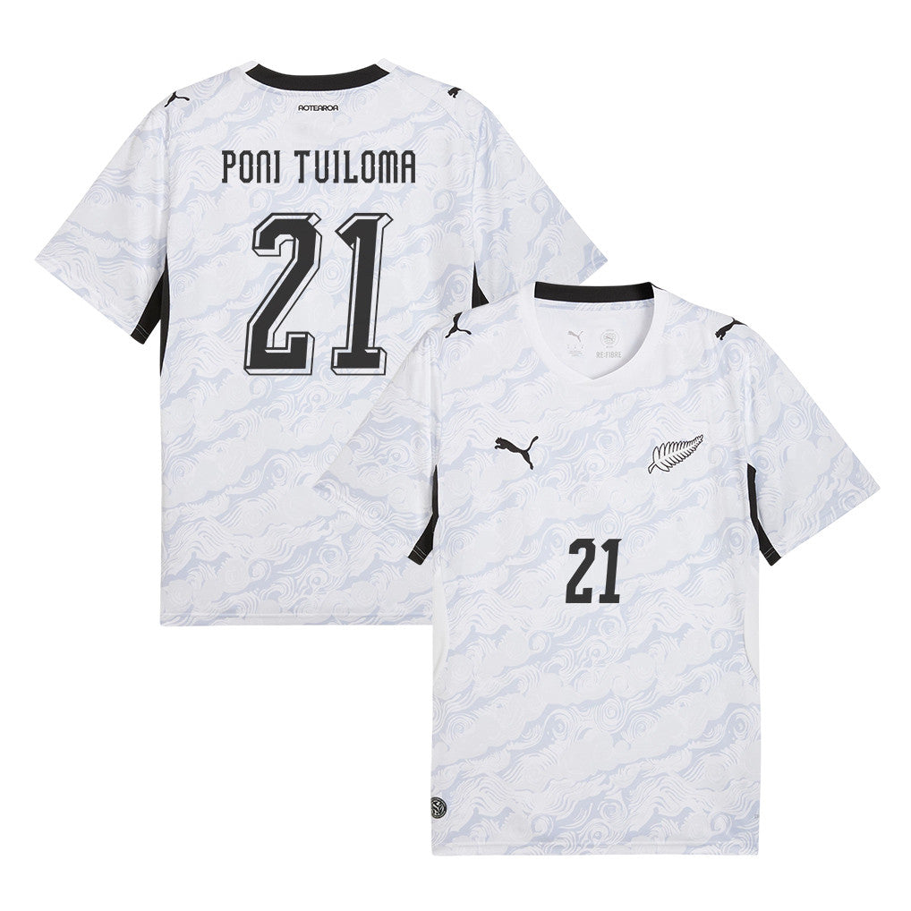 Bill Poni Tuiloma 21 New Zealand National Team 2026 Away Jersey - White, Men