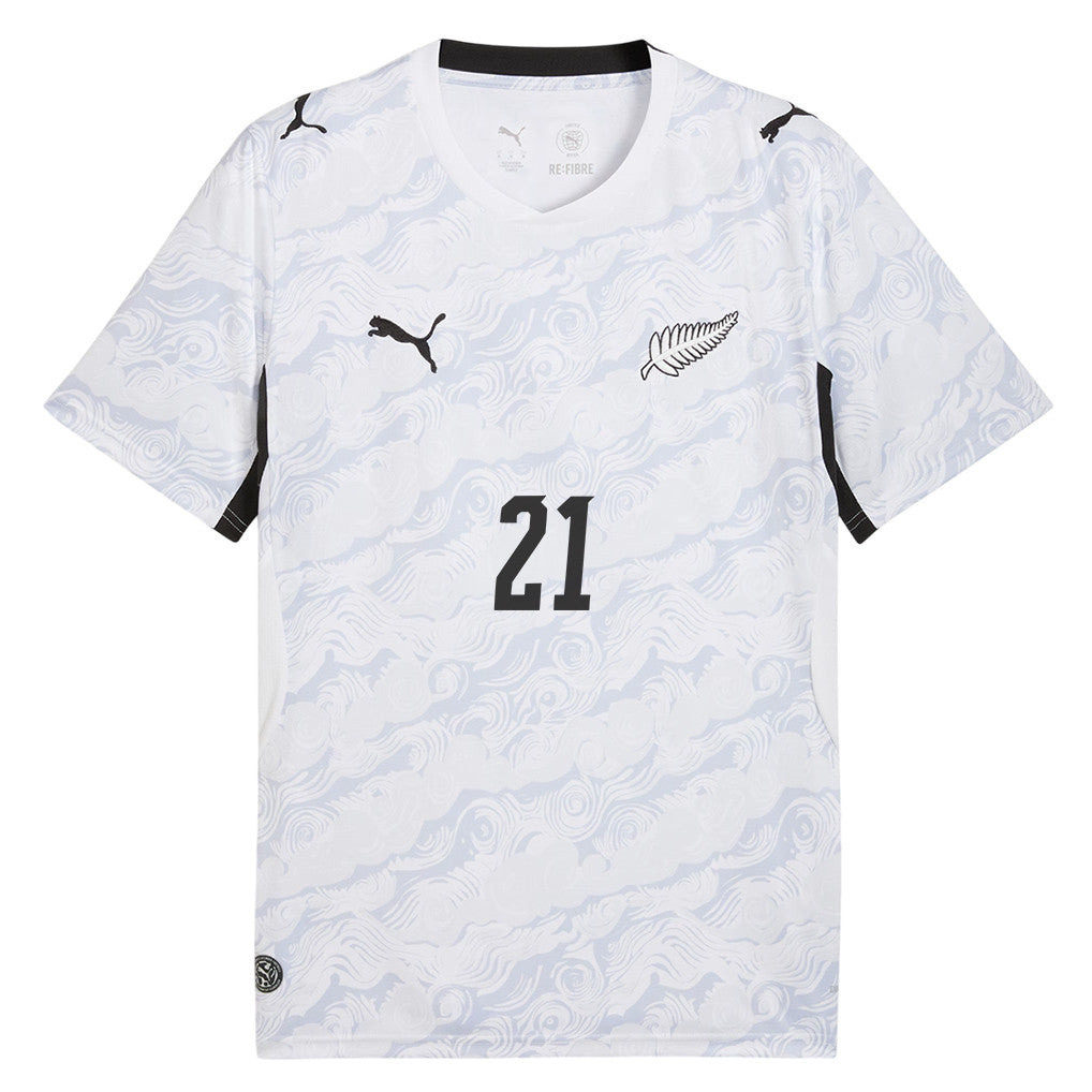 Bill Poni Tuiloma 21 New Zealand National Team 2026 Away Jersey - White, Men