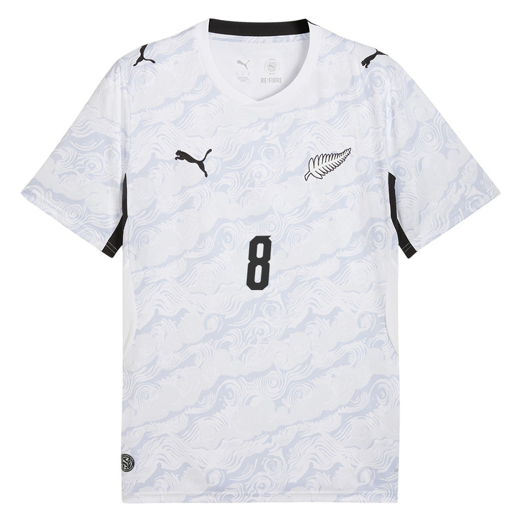 Joe Bell 8 New Zealand National Team 2026 Away Jersey - White, Men