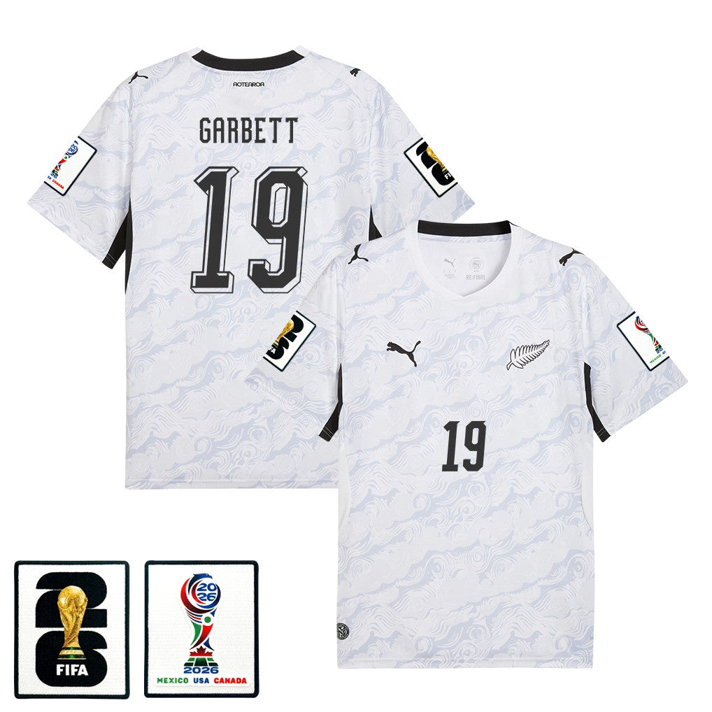 Matthew Garbett 19 New Zealand National Team 2026 Away Jersey - White, Men