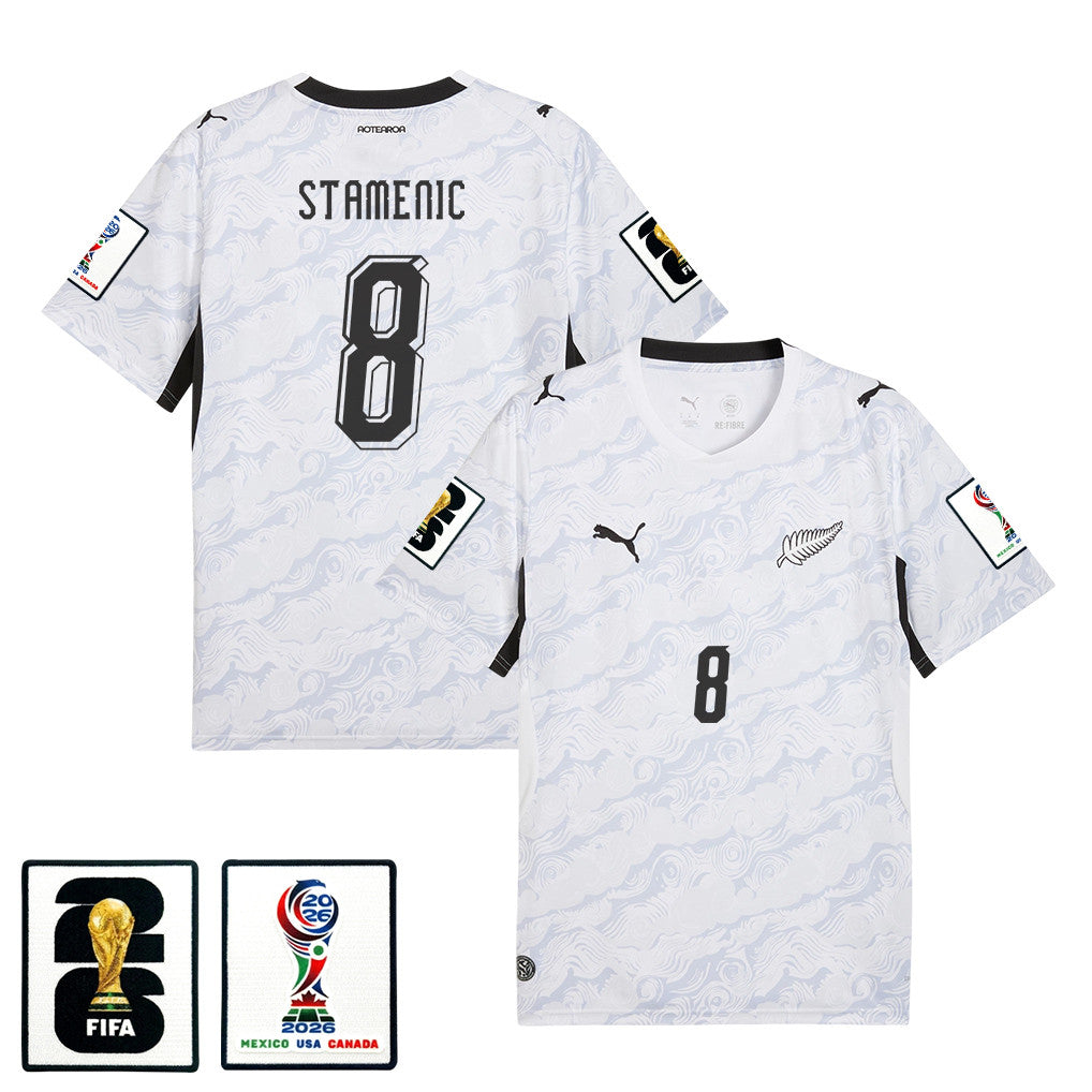 Marko Stamenic 8 New Zealand National Team 2026 Away Jersey - White, Men