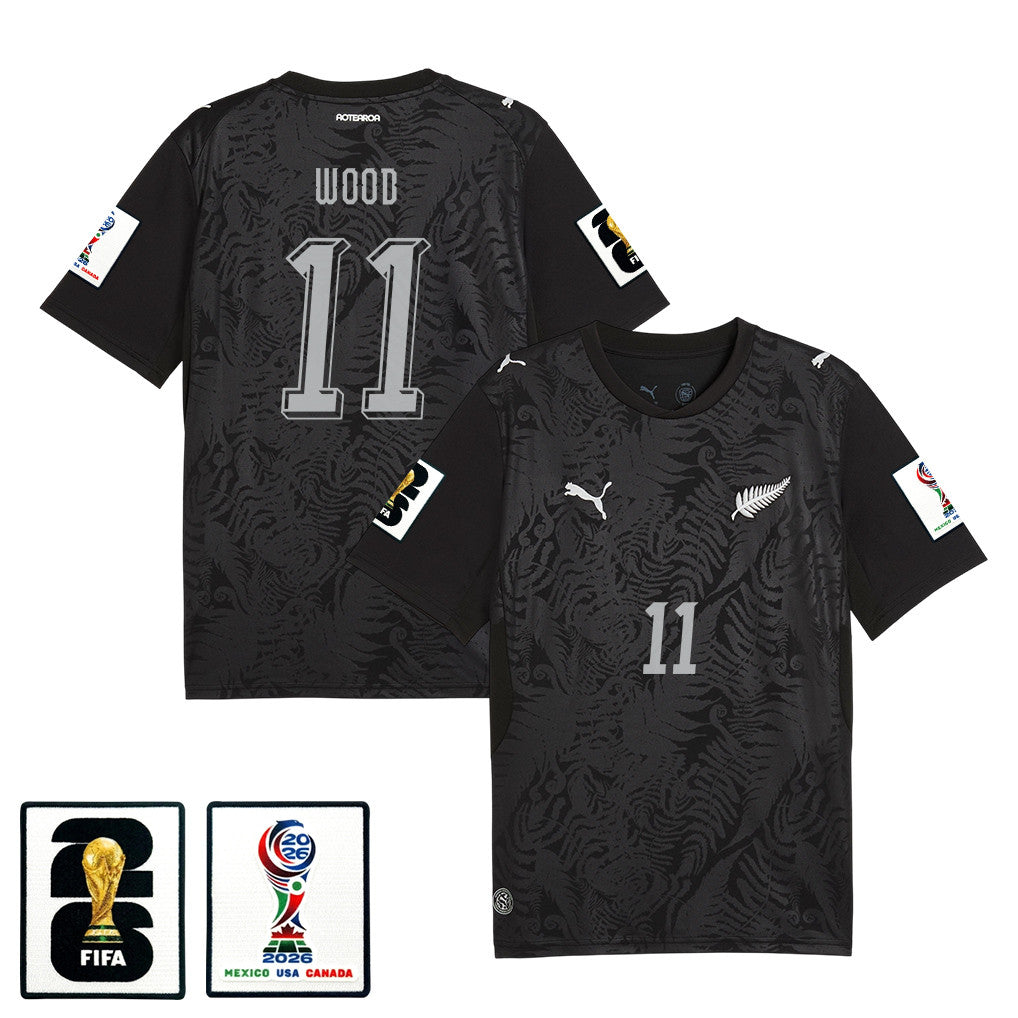 Chris Wood 11 Youth New Zealand National Team 2026 Home Jersey - Black