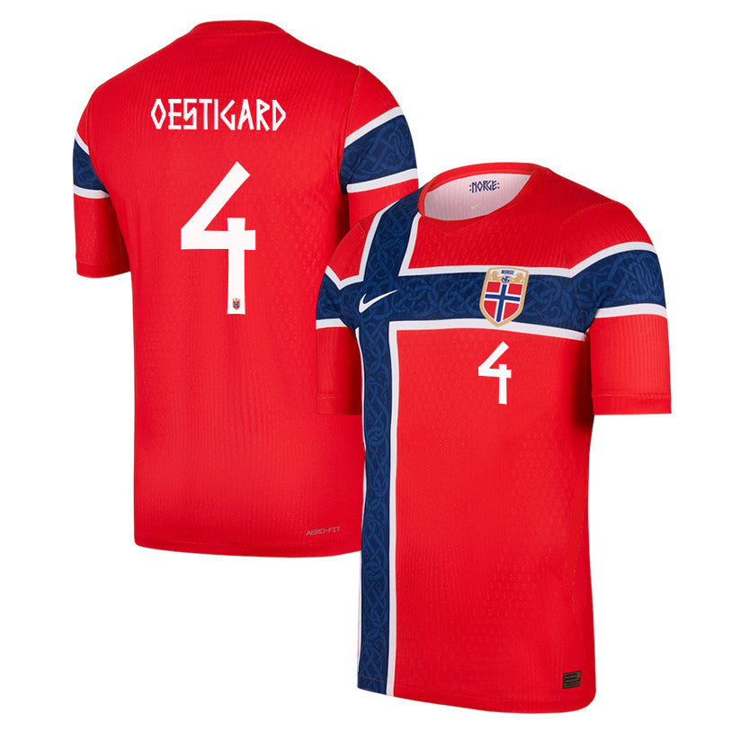 Leo Oestigard 4 Norway National Team 2026 Home Jersey - Red, Men