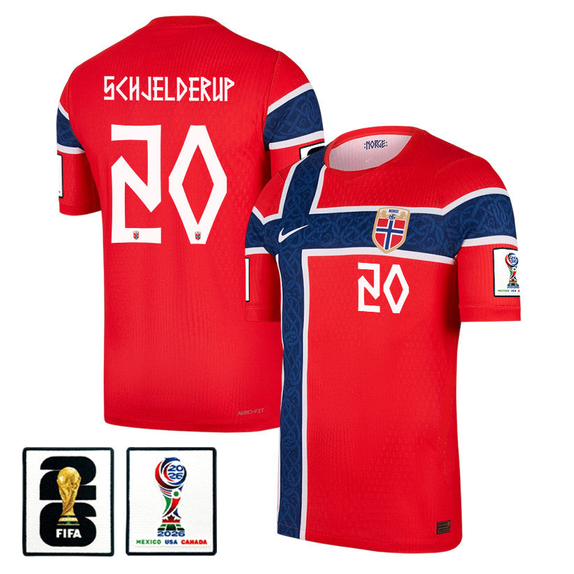 Andreas Schjelderup 20 Norway National Team 2026 x World Cup Patch Home Jersey - Red, Men