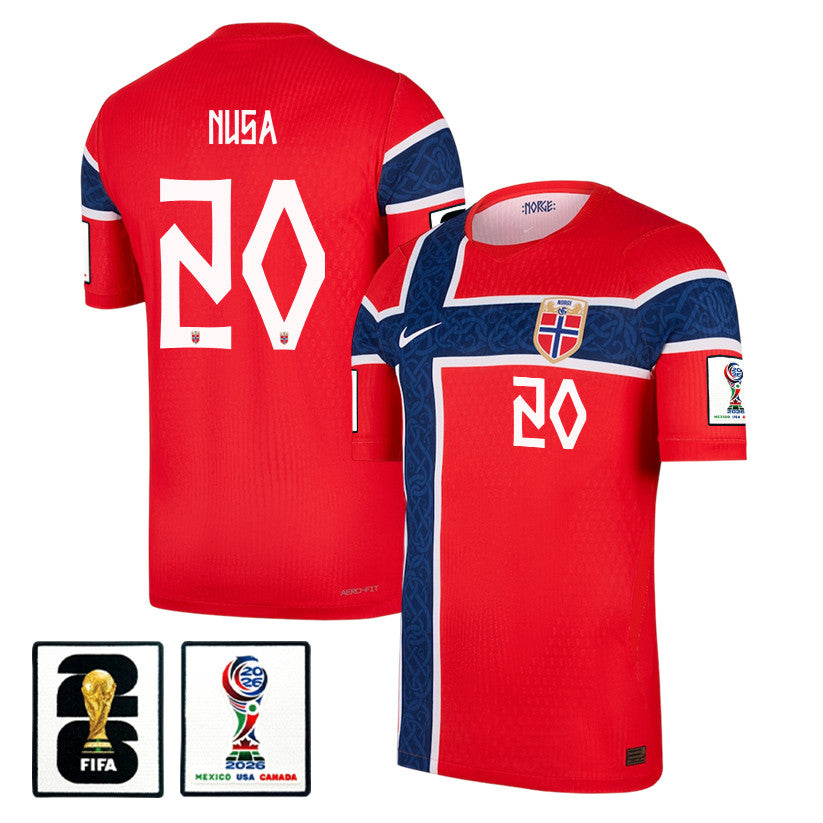 Antonio Nusa 20 Norway National Team 2026 x World Cup Patch Home Jersey - Red, Men