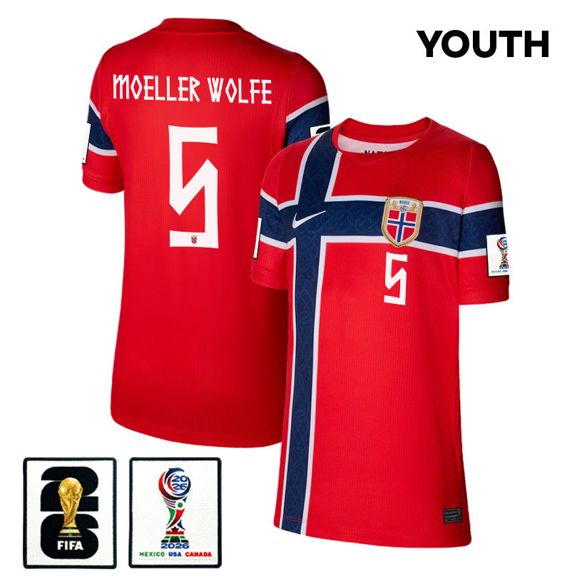 David Moeller Wolfe 5 Youth Norway National Team 2026 Home Jersey - Red