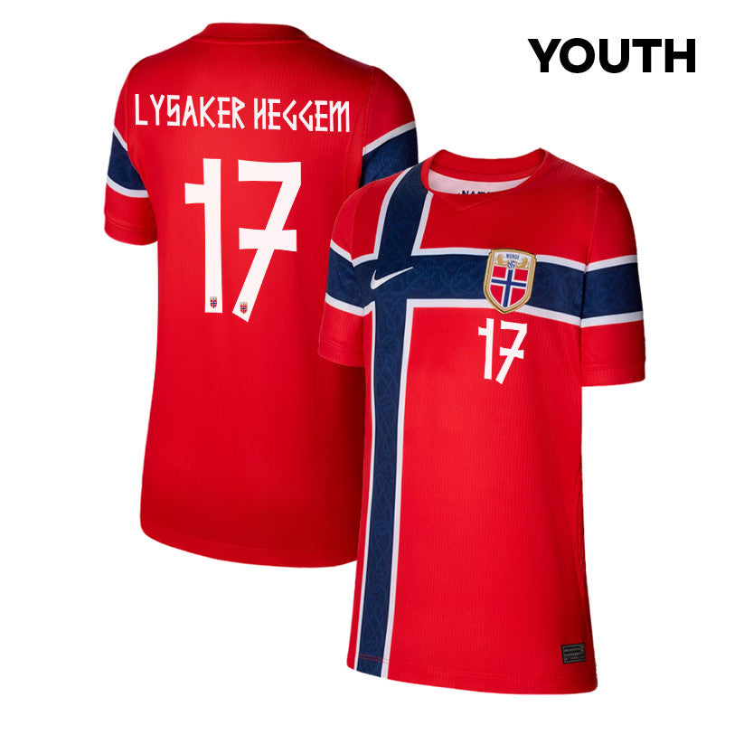 Torbjoern Lysaker Heggem 17 Youth Norway National Team 2026 Home Jersey - Red