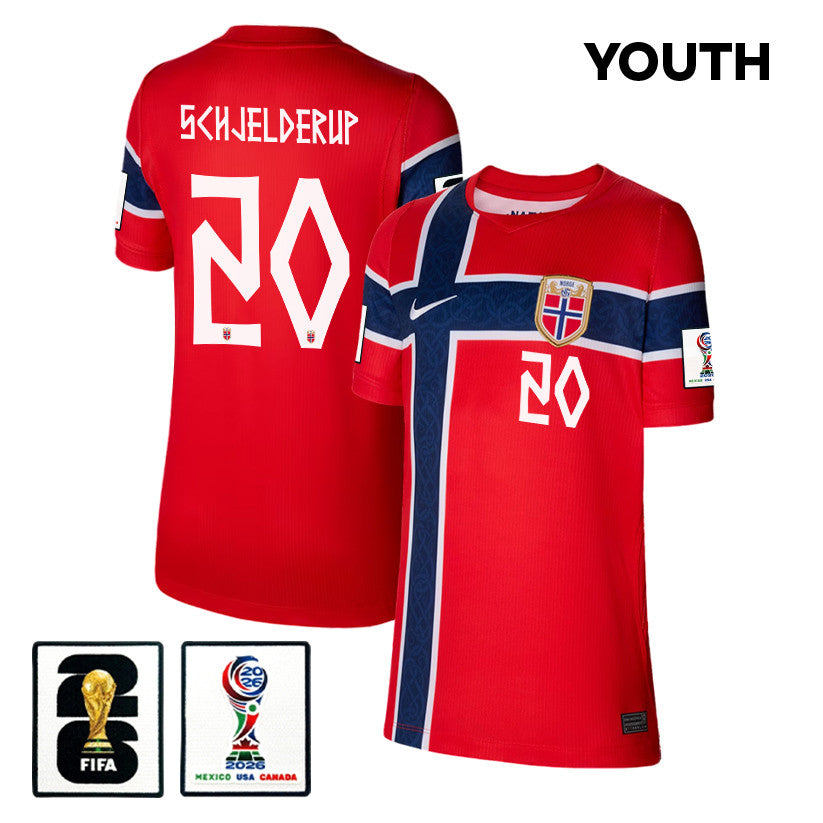 Andreas Schjelderup 20 Youth Norway National Team 2026 Home Jersey - Red