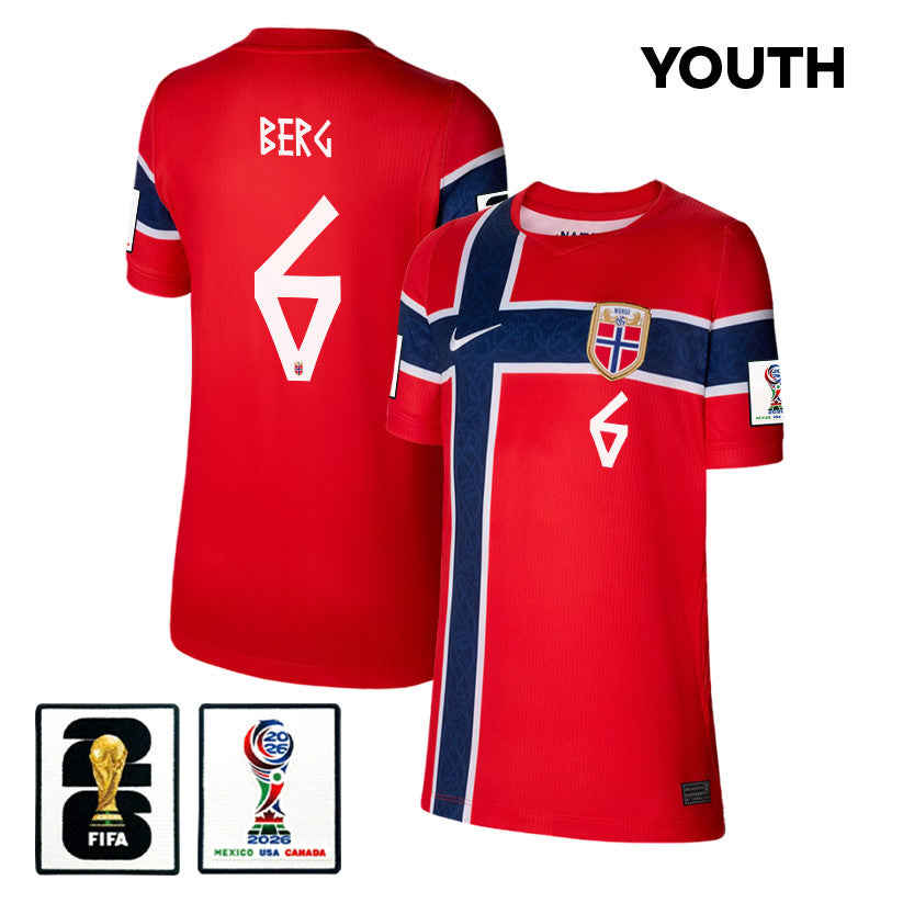 Patrick Berg 6 Youth Norway National Team 2026 Home Jersey - Red