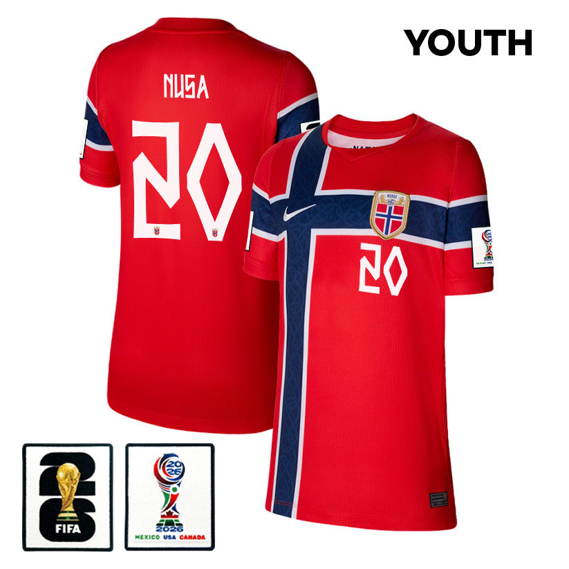 Antonio Nusa 20 Youth Norway National Team 2026 Home Jersey - Red