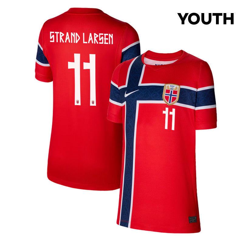 Joergen Strand Larsen 11 Youth Norway National Team 2026 Home Jersey - Red