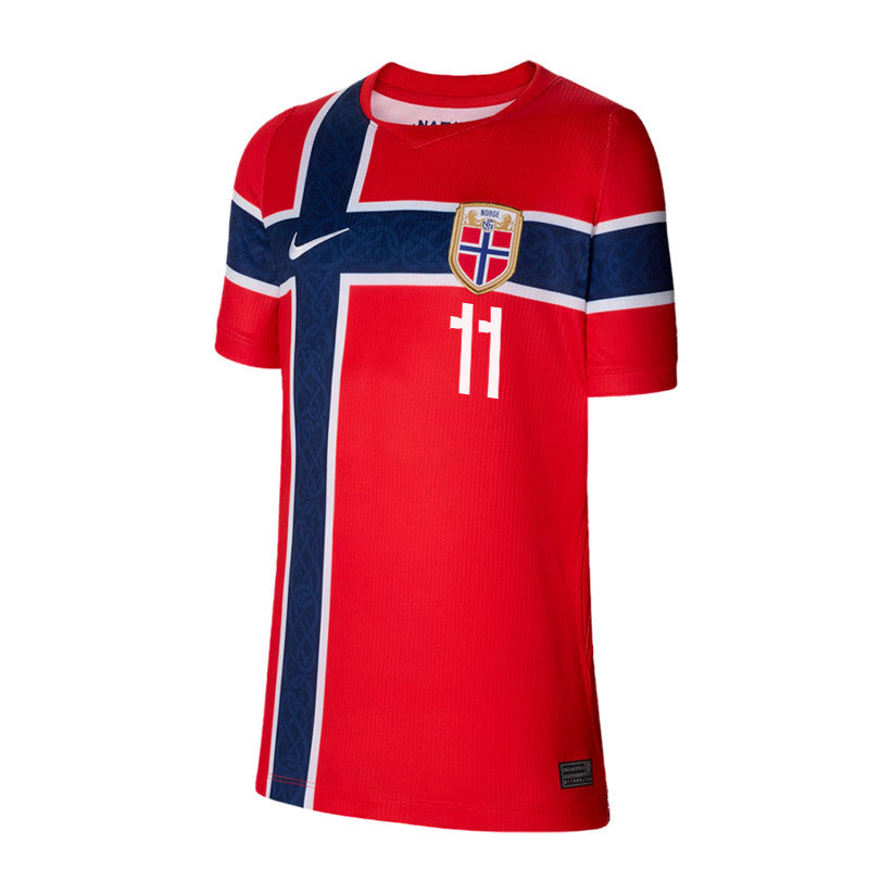 Joergen Strand Larsen 11 Youth Norway National Team 2026 Home Jersey - Red