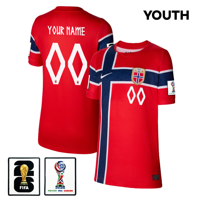 Norway National Team 2026 Youth Home Jersey - Personalized - Red