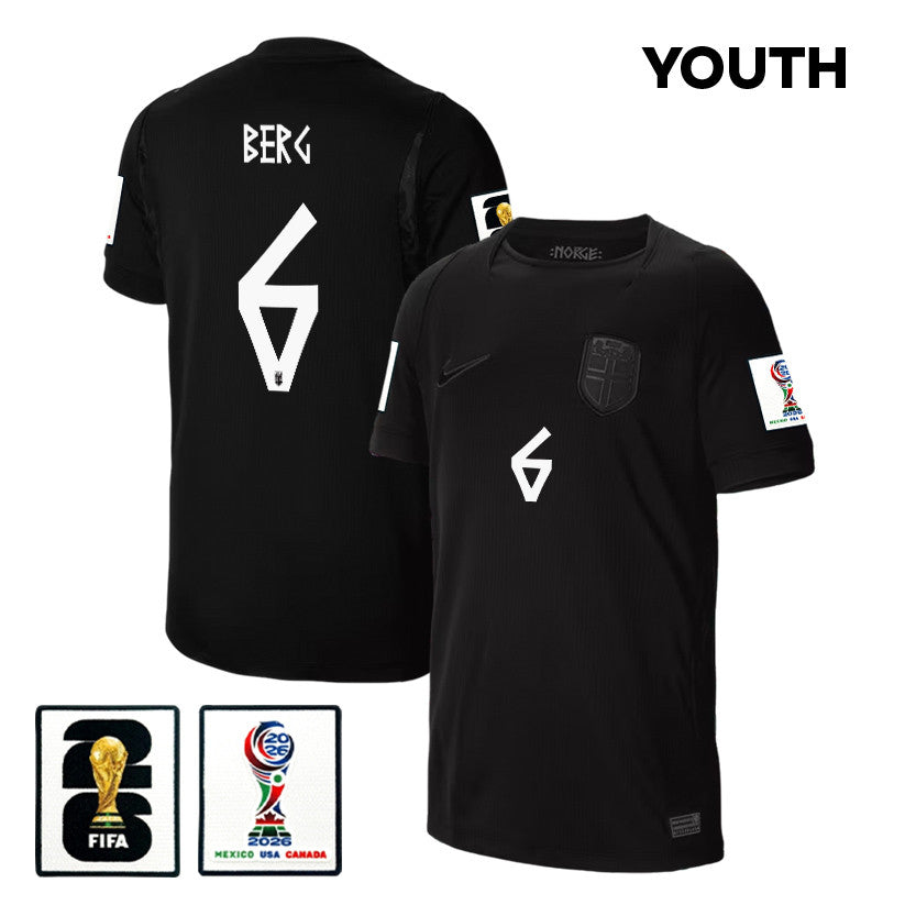 Patrick Berg 6 Youth Norway National Team 2026 Away Jersey - Black