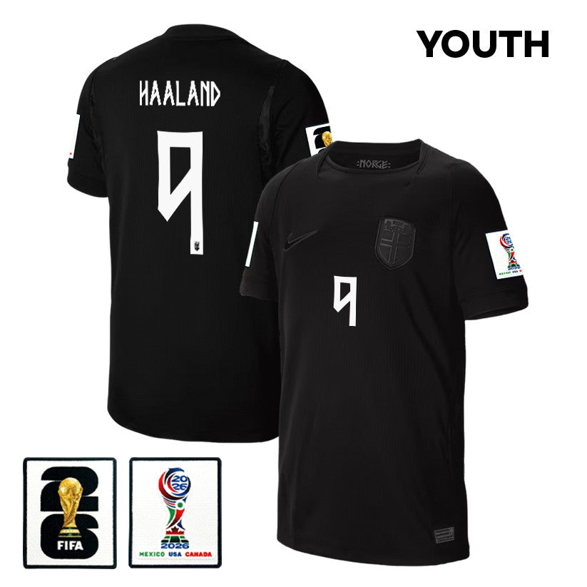 Erling Haaland 9 Youth Norway National Team 2026 Away Jersey - Black