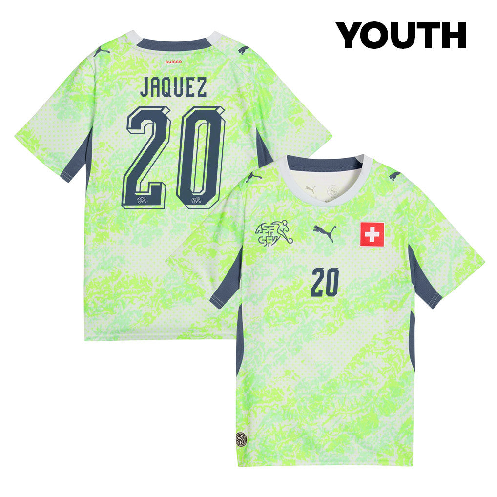 Luca Jaquez 20 Youth Switzerland National Team 2026 Away Jersey - Green