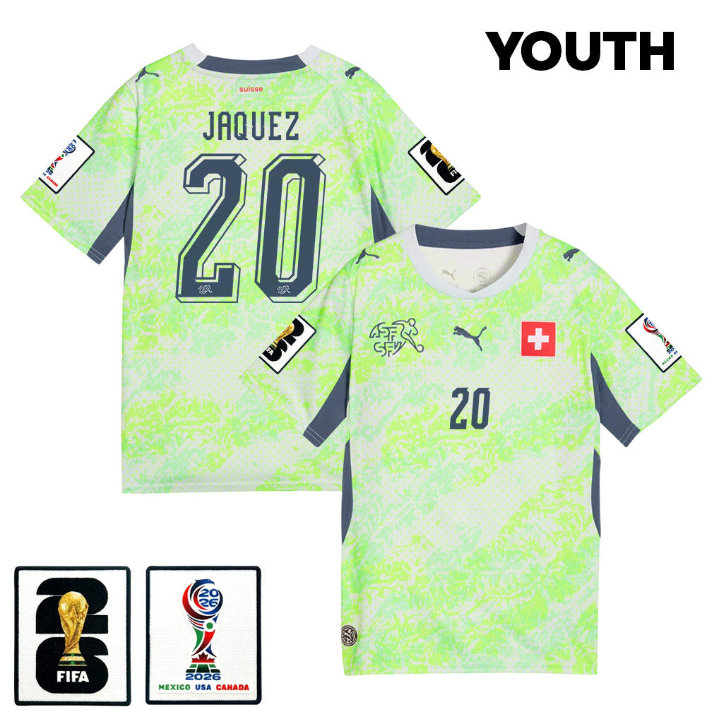 Luca Jaquez 20 Youth Switzerland National Team 2026 Away Jersey - Green
