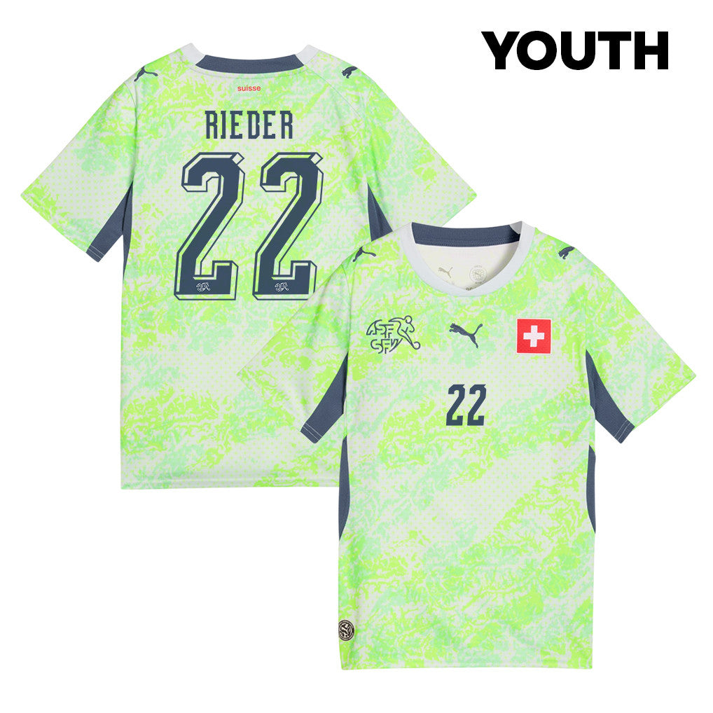 Fabian Rieder 22 Youth Switzerland National Team 2026 Away Jersey - Green