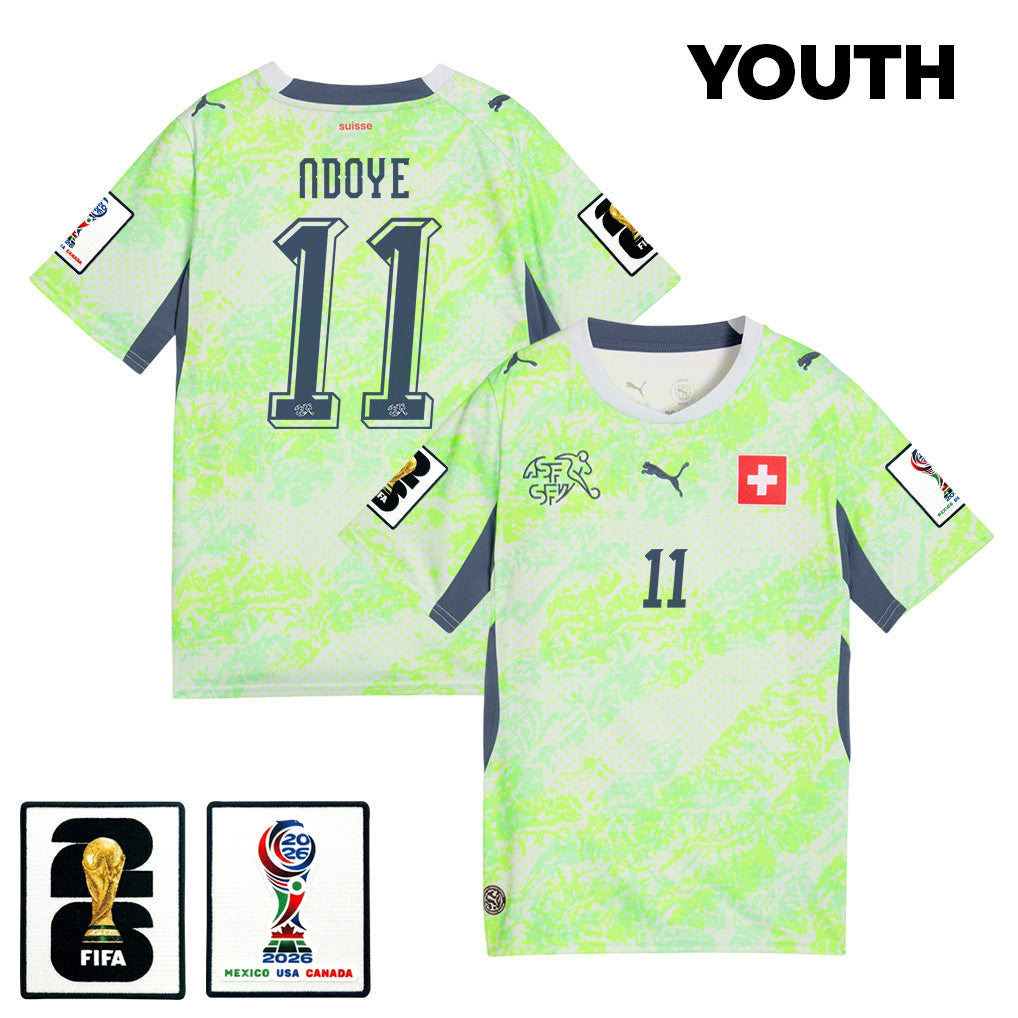 Dan Ndoye 11 Youth Switzerland National Team 2026 Away Jersey - Green