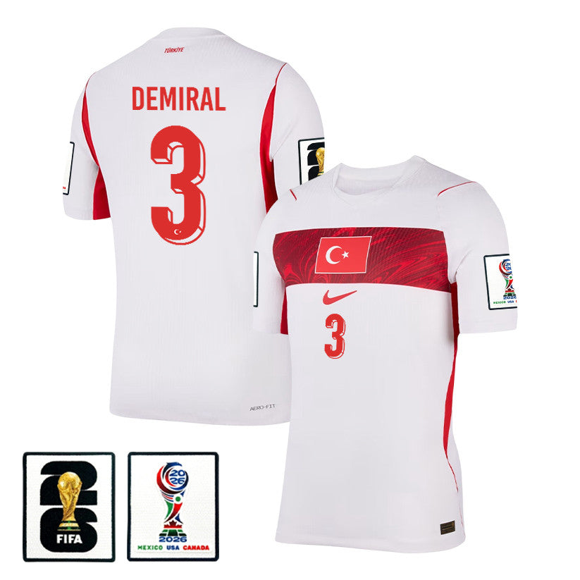 Merih Demiral 3 Turkey National Team 2026 Away Jersey - White, Men