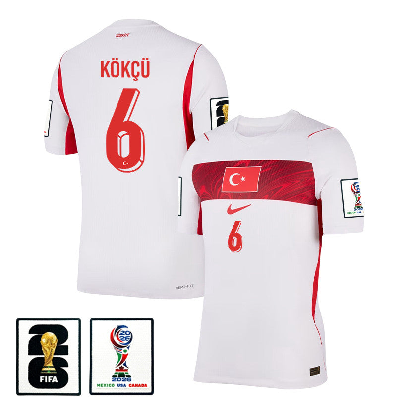 Orkun Kokcu 6 Turkey National Team 2026 Away Jersey - White, Men