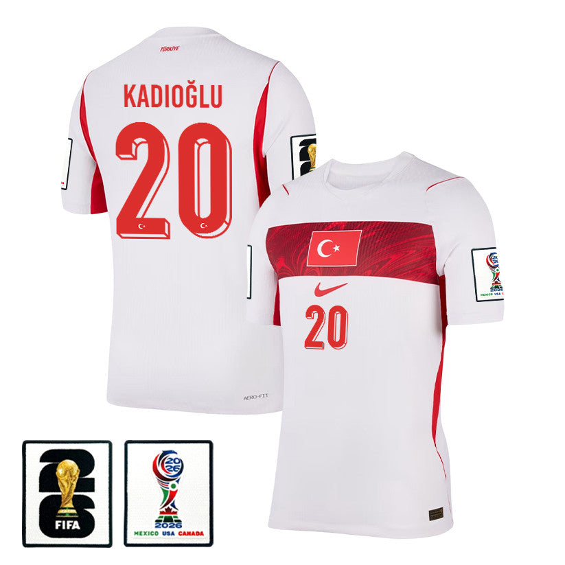 Ferdi Kadioglu 20 Turkey National Team 2026 Away Jersey - White, Men