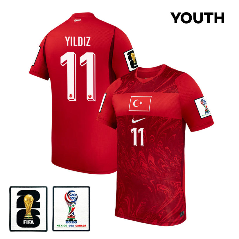 Kenan Yildiz 11 Youth Turkey National Team 2026 Home Jersey - Red